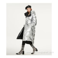 Trendy Clothing Sliver Long Down Coat for Ladies